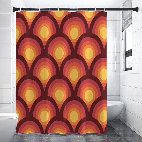 1970s Midcentury Style Shower Curtain – Retro Peacock Pattern Bathroom Decor