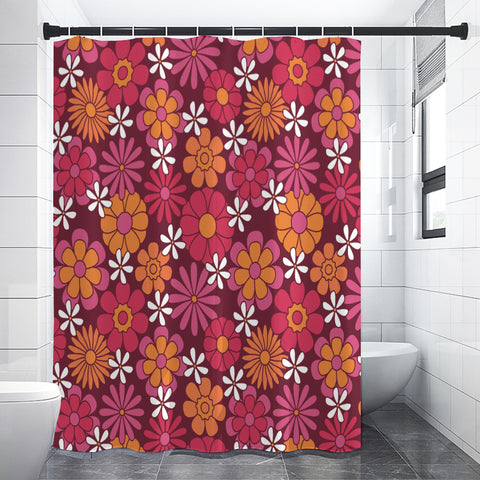 70s Flower Power Retro Shower Curtain – Bold Floral Bathroom Decor