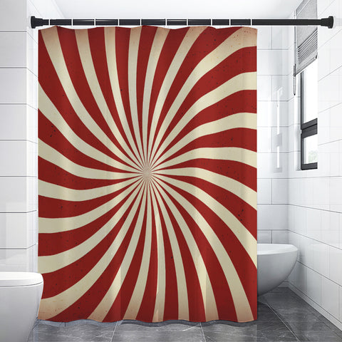 Midcentury 70s Shower Curtain – Retro Sunburst Design, Vintage Bathroom