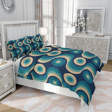 Blue Retro Mid Century Duvet Cover Set – Double Sided Printed Bedding
