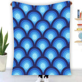 70s Retro Peacock Eye Home Decor Blanket – Blue Midcentury Modern Decor