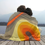 Midcentury Modern Fleece Orange Brown Blanket – Retro 70s Vintage Style