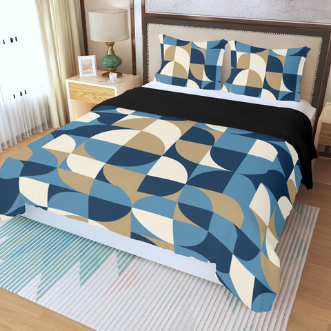 Bauhaus Retro Three Piece Duvet Bedding Set, Midcentury Style