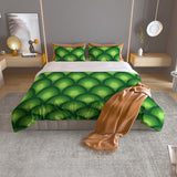 Green Peacock Eye Pattern Duvet Cover Set in 4 Sizes - 70s Retro Bedding