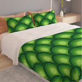 Green Peacock Eye Pattern Duvet Cover Set in 4 Sizes - 70s Retro Bedding