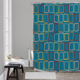 Blue 60s Retro Shower Curtain – Midcentury Modern Bathroom Accent