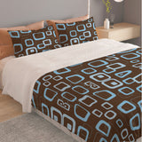 Vintage 70s Brown Blue Retro Bedding – Midcentury Quilt Cover Set in 4 Sizes
