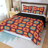 70s Retro Midcentury 3-Piece Duvet Bedding Set, Vintage Home Style