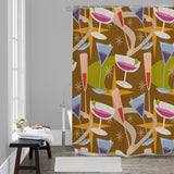 Midcentury Shower Curtain – Retro Bathroom Decor, Bold 60s Pattern