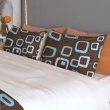 Vintage 70s Brown Blue Retro Bedding – Midcentury Quilt Cover Set in 4 Sizes