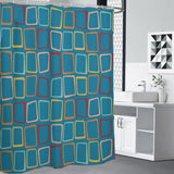 Blue 60s Retro Shower Curtain – Midcentury Modern Bathroom Accent