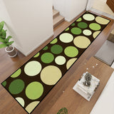 Retro 70s Bubbles Runner Rug – Midcentury Green Beige Brown Polka Dots