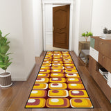 Retro 70s Runner Rug – Midcentury Pattern Hallway Floor Decor, Custom Sizes