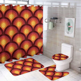 70s Retro Bathroom Set – Shower Curtain with 3 Matching Rugs