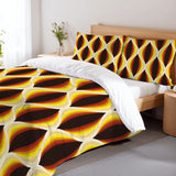 Honeycomb Pattern Microfiber Comforter Set: 70s Retro Queen Size Bedding