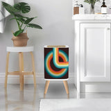 Retro Scandi Nordic Small Trash Can with Lid, Geometric Rainbow Black