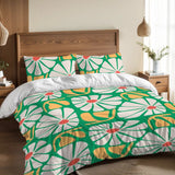 Retro 70s Bold Flowers Duvet Cover Set: Midcentury Floral Bedding