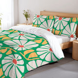 Retro 70s Bold Flowers Duvet Cover Set: Midcentury Floral Bedding