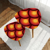 Triangle Peacock Eyes 70s Retro Tripod Nesting Table Set - Orange Red