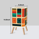 Small 70s Retro Trash Can with Lid: Scandi Midcentury Style Wastebasket