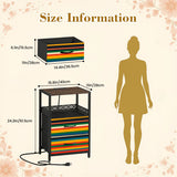 Midcentury Nightstand with Built-In Power & Retro 70s Stripes Front