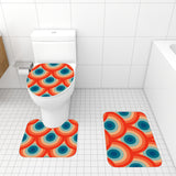 70s Style Bathroom Mat Set | Retro Midcentury 3-Piece Rugs, Peacock Eyes Rainbow Pattern