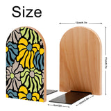 Size diagram of the Yellow Abstract Floral bookend: 12 cm wide, 17 cm high, base 10 by 5 cm