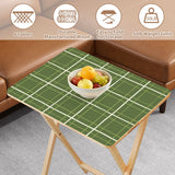 Checkered Green White Retro TV Trays Set of 4 with Wooden Storage Rack