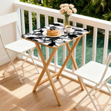Black White Deer retro TV tray set of 4, on a balcony with coffee and pastries