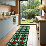 Green Snowflake Christmas Runner Rug 24" × 120" – Nordic Retro Style