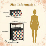 Size information of the Retro circles bedside table: 15.8" x 11.0" x 24.2" (40 x 28 x 61.5 cm)