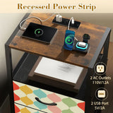 Recessed power strip with 2 AC outlets and 2 USB ports on the Pastel retro scallop nightstand