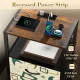 Recessed power strip with 2 AC outlets and 2 USB ports on the Green atomic boomerang nightstand