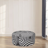 1980s Retro Inflatable Retro Ottoman – Black White Footstool Seat