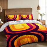 Farbenfrohes Retro-Bettwäsche-Set in voller Größe aus den 70ern: Gelb, Orange, Rot, Midcentury