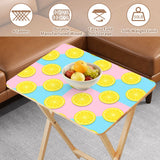 Retro 50s Pastel Lemon Wooden TV Tray Tables - Set of 4 with Stand