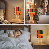 Midcentury Modern Retro Table Lamp – Wooden Tripod Base, Linen Shade