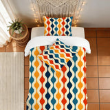 Retro 70s Twin Duvet Cover Set: Midcentury Modern Bedding (55"x79" / 140x200 cm)