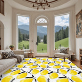 Retro 60s Lemons Rug 12x9 ft – Midcentury Mediterranean Plush Non-Slip
