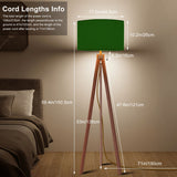 Retro Scandi Nordic Tripod Floor Lamp, Dark Green Shade