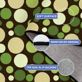 Green Retro Polka Dots Midcentury Retro Rug – Soft 70s Style Non-Slip Rug