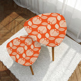 Triangle 60s Retro Tripod Nesting Table Set, Flowers on Red