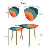 Triangle 60s Retro Tripod Nesting Table Set, Rainbow