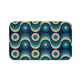 Blue Beige 60s Wave Pattern Bath Mat | Mid Century Home Decor