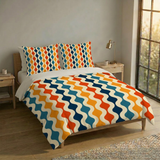 Retro 70s Twin Duvet Cover Set: Midcentury Modern Bedding (55"x79" / 140x200 cm)