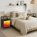 Retro 70s Sunset Midcentury Bedside Table with Power Strip & Drawers