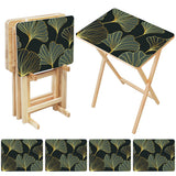 Gold Ginkgo retro TV tray set of 4, open table and four folded trays with storage rack