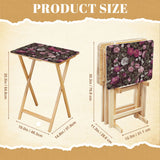 Dark Rose Garden retro TV tray set of 4, size guide with table and rack dimensions