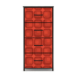 Vintage Retro Dresser: Red Black Midcentury Modern Cabinet