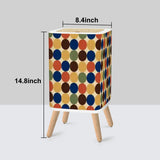 Muted Groovy 70s Polka Dots Pattern 10L Square Retro Trash Can